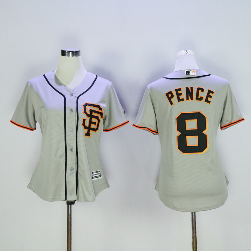 Women San Francisco Giants #8 Pence Grey MLB Jerseys